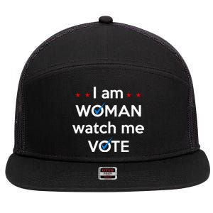 I Am Woman Watch Me Vote 7 Panel Mesh Trucker Snapback Hat