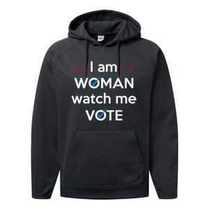 I Am Woman Watch Me Vote Performance Fleece Hoodie