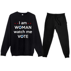 I Am Woman Watch Me Vote Premium Crewneck Sweatsuit Set