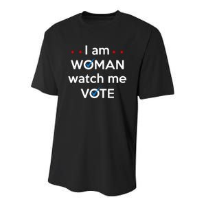 I Am Woman Watch Me Vote Youth Performance Sprint T-Shirt