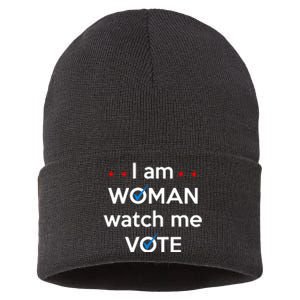 I Am Woman Watch Me Vote Sustainable Knit Beanie