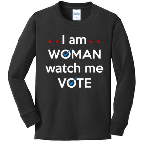 I Am Woman Watch Me Vote Kids Long Sleeve Shirt