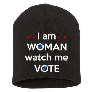 I Am Woman Watch Me Vote Short Acrylic Beanie