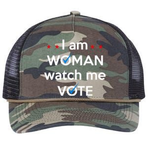 I Am Woman Watch Me Vote Retro Rope Trucker Hat Cap