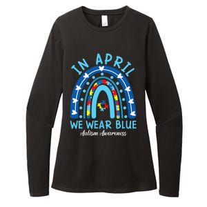 In April We Wear Blue Rainbow Autism Awareness Month Womens CVC Long Sleeve Shirt