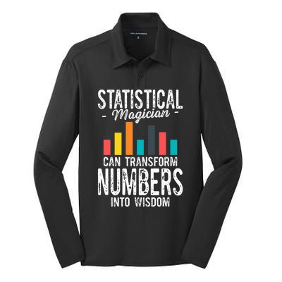 In A World Full Of Data Math Science Statistics Teacher Gift Silk Touch Performance Long Sleeve Polo