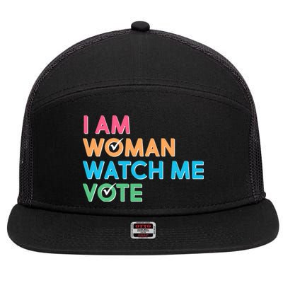 I Am Woman Watch Me Vote 7 Panel Mesh Trucker Snapback Hat