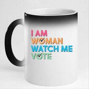 I Am Woman Watch Me Vote 11oz Black Color Changing Mug