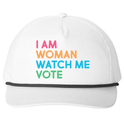 I Am Woman Watch Me Vote Snapback Five-Panel Rope Hat