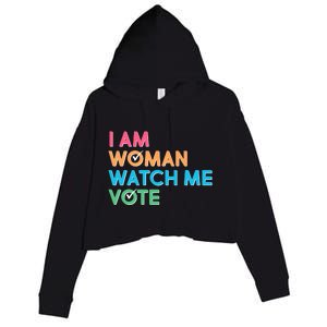 I Am Woman Watch Me Vote Crop Fleece Hoodie