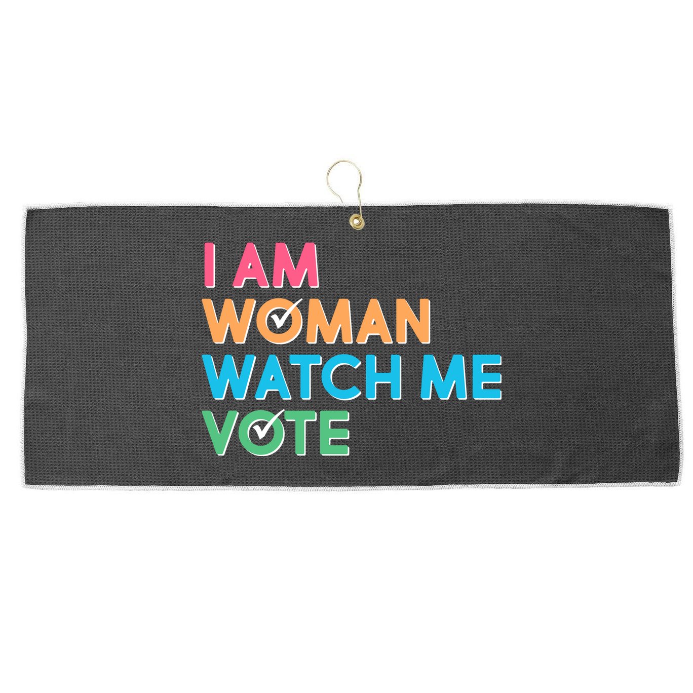 I Am Woman Watch Me Vote Large Microfiber Waffle Golf Towel