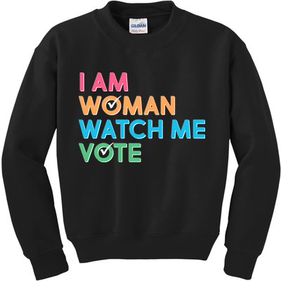 I Am Woman Watch Me Vote Kids Sweatshirt