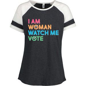 I Am Woman Watch Me Vote Enza Ladies Jersey Colorblock Tee