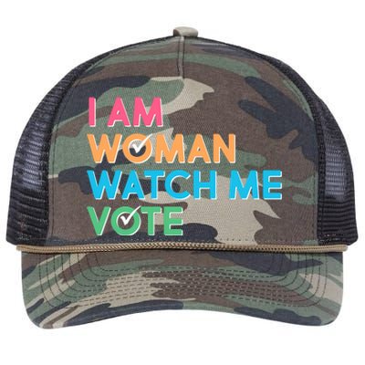 I Am Woman Watch Me Vote Retro Rope Trucker Hat Cap