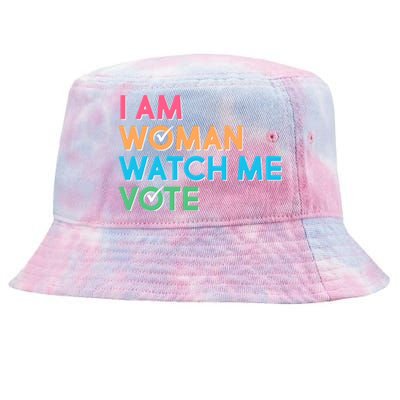 I Am Woman Watch Me Vote Tie-Dyed Bucket Hat