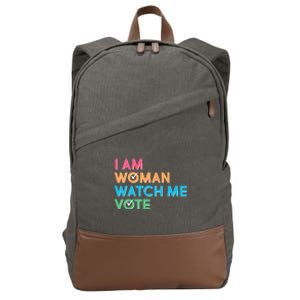 I Am Woman Watch Me Vote Cotton Canvas Backpack