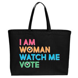 I Am Woman Watch Me Vote Cotton Canvas Jumbo Tote