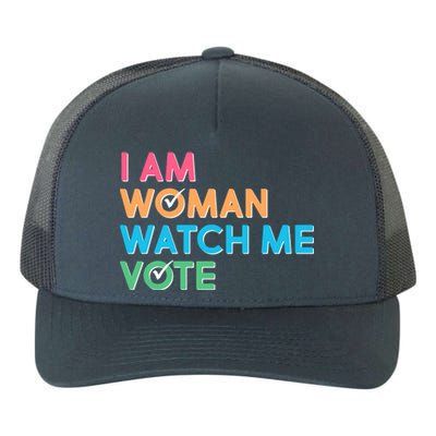 I Am Woman Watch Me Vote Yupoong Adult 5-Panel Trucker Hat