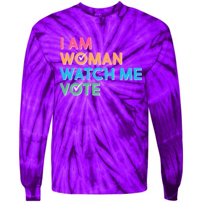 I Am Woman Watch Me Vote Tie-Dye Long Sleeve Shirt