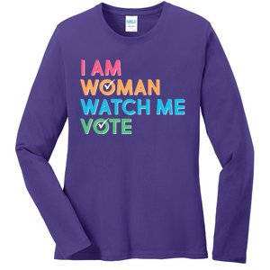 I Am Woman Watch Me Vote Ladies Long Sleeve Shirt