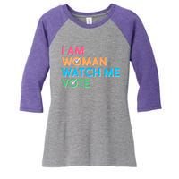 I Am Woman Watch Me Vote Women's Tri-Blend 3/4-Sleeve Raglan Shirt