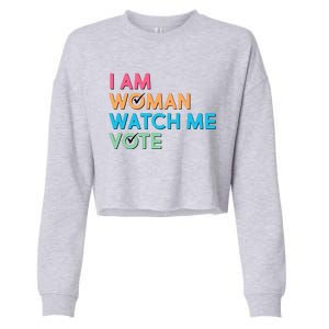 I Am Woman Watch Me Vote Cropped Pullover Crew