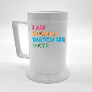 I Am Woman Watch Me Vote Beer Stein