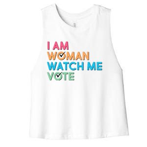 I Am Woman Watch Me Vote Women's Racerback Cropped Tank