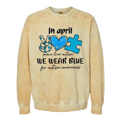 In April We Wear Blue Autism Awareness Colorblast Crewneck Sweatshirt