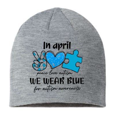 In April We Wear Blue Autism Awareness Sustainable Beanie