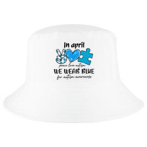 In April We Wear Blue Autism Awareness Cool Comfort Performance Bucket Hat