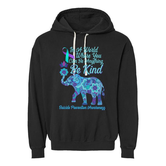 In A World Where You Can Be Anything Be Kind Elephant Garment-Dyed Fleece Hoodie
