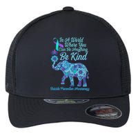 In A World Where You Can Be Anything Be Kind Elephant Flexfit Unipanel Trucker Cap