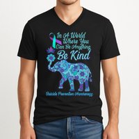 In A World Where You Can Be Anything Be Kind Elephant V-Neck T-Shirt
