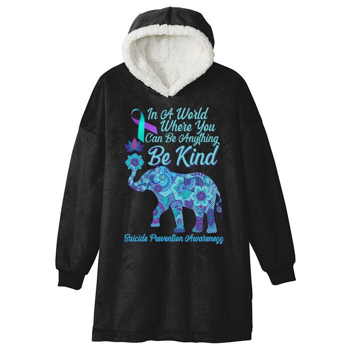 In A World Where You Can Be Anything Be Kind Elephant Hooded Wearable Blanket