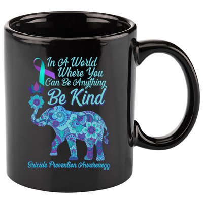In A World Where You Can Be Anything Be Kind Elephant 11oz C Handle Ceramic Mug