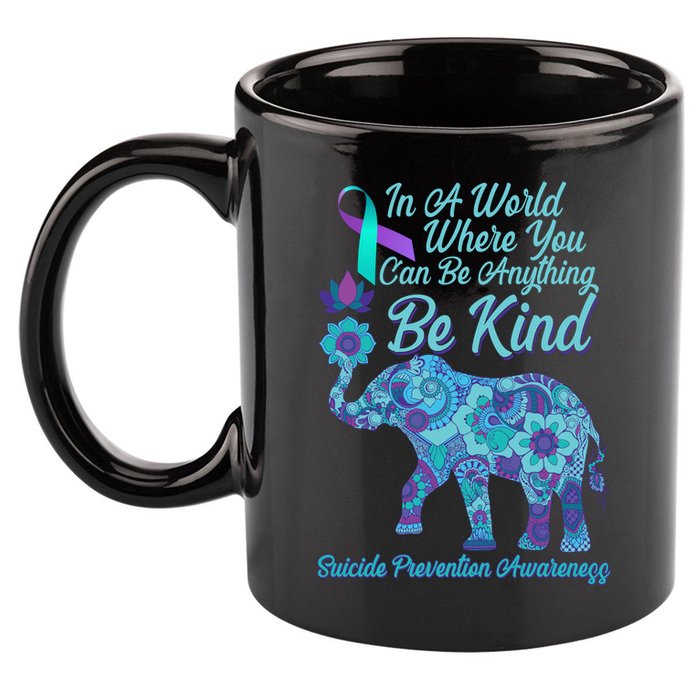 In A World Where You Can Be Anything Be Kind Elephant 11oz C Handle Ceramic Mug
