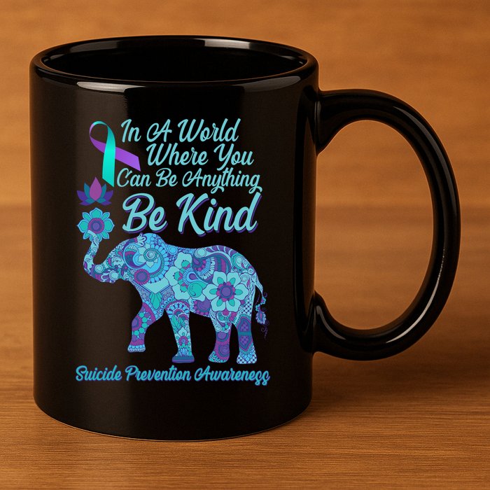 In A World Where You Can Be Anything Be Kind Elephant 11oz C Handle Ceramic Mug