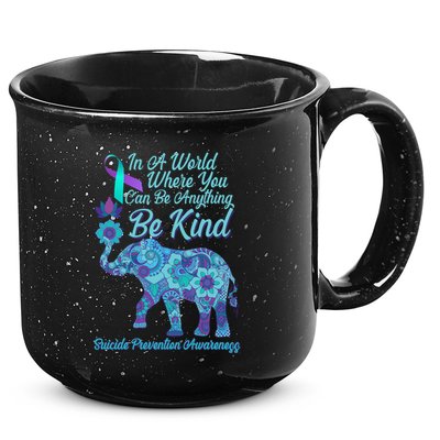 In A World Where You Can Be Anything Be Kind Elephant 15oz Campfire Ceramic Mug