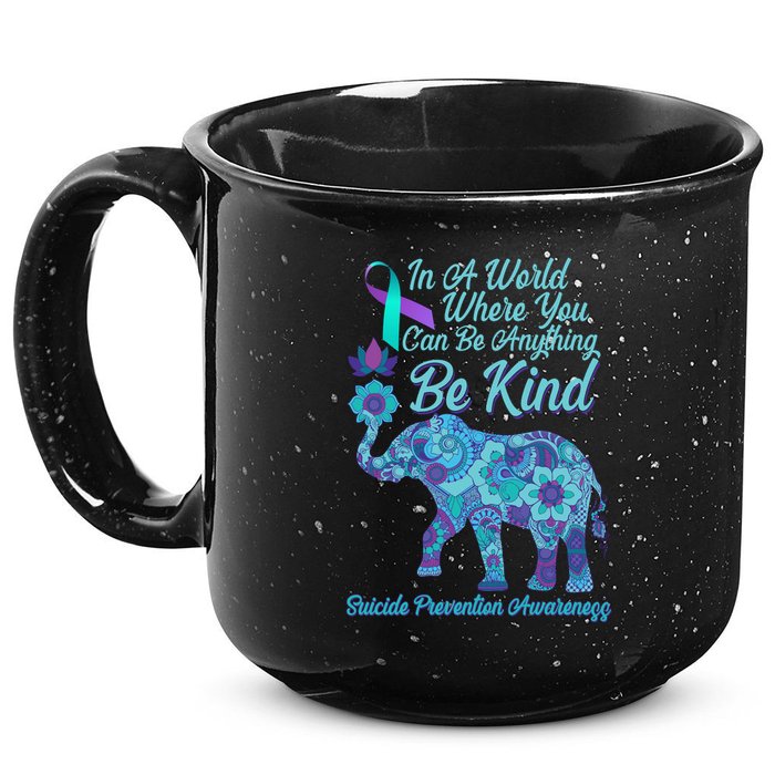In A World Where You Can Be Anything Be Kind Elephant 15oz Campfire Ceramic Mug