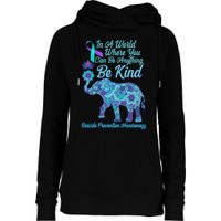 In A World Where You Can Be Anything Be Kind Elephant Womens Funnel Neck Pullover Hood