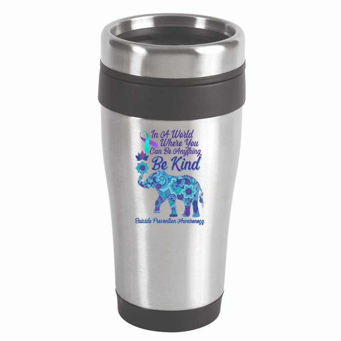 In A World Where You Can Be Anything Be Kind Elephant 16oz Travel Tumbler
