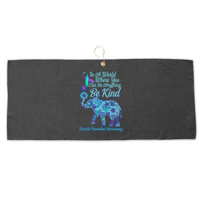 In A World Where You Can Be Anything Be Kind Elephant Large Microfiber Waffle Golf Towel