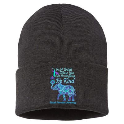 In A World Where You Can Be Anything Be Kind Elephant Sustainable Knit Beanie