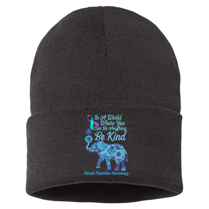 In A World Where You Can Be Anything Be Kind Elephant Sustainable Knit Beanie