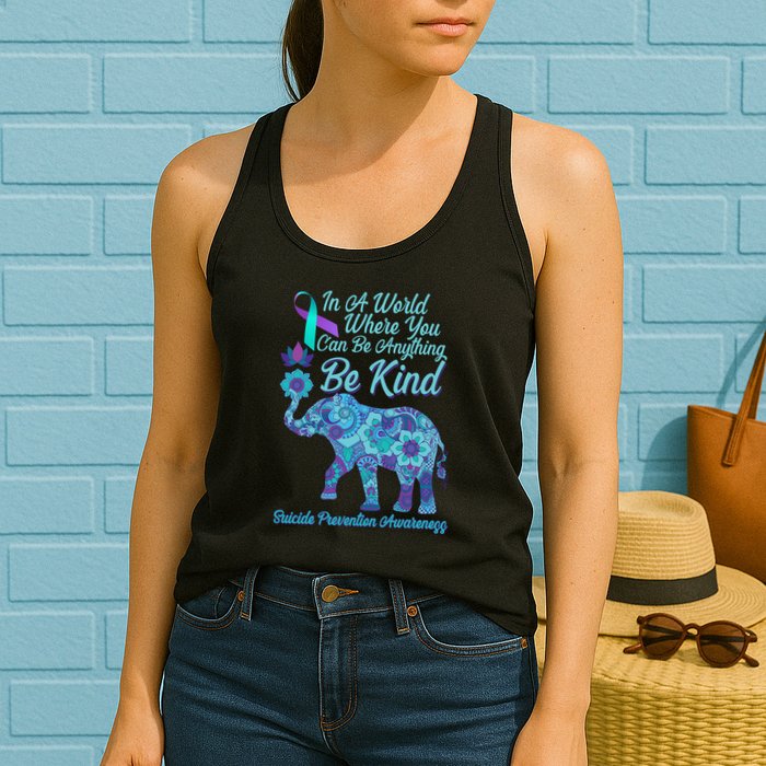 In A World Where You Can Be Anything Be Kind Elephant Womens Tank Top