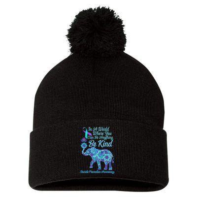 In A World Where You Can Be Anything Be Kind Elephant Pom Pom 12in Knit Beanie