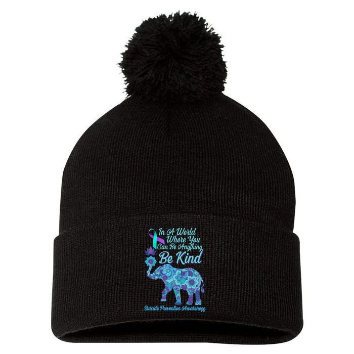 In A World Where You Can Be Anything Be Kind Elephant Pom Pom 12in Knit Beanie