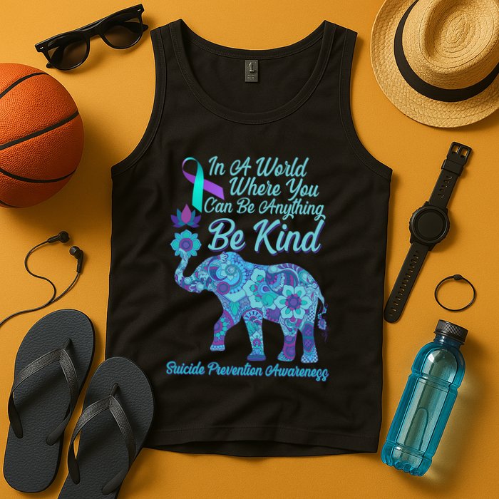 In A World Where You Can Be Anything Be Kind Elephant Tank Top