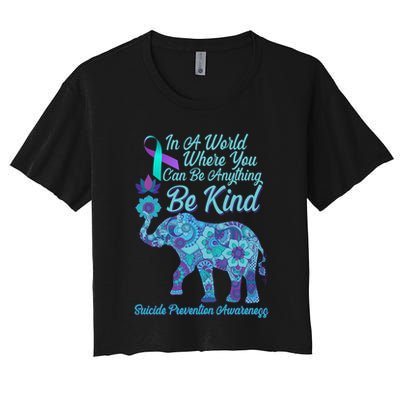 In A World Where You Can Be Anything Be Kind Elephant Crop Top